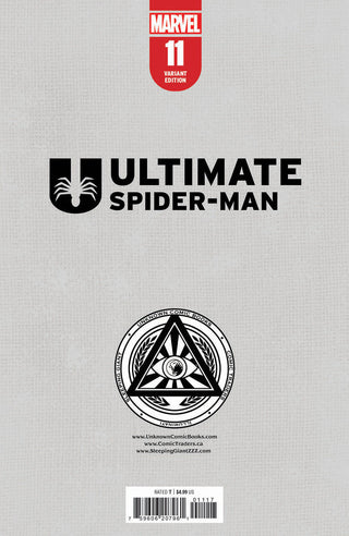 ULTIMATE SPIDER-MAN #11 UNKNOWN COMICS KAARE ANDREWS EXCLUSIVE VIRGIN VARIANT - BACK COVER