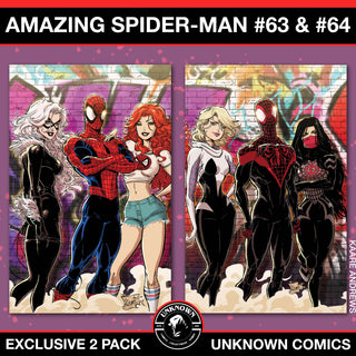 Amazing Spider-Man #63 - #64 Unknown Comics Kaare Andrews Connecting Covers Exclusive Virgin Variant - 2 Pack!