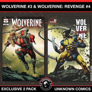 Wolverine #3 & Wolverine: Revenge - Red Band #4 Unknown Comics Mico Suayan Connecting Cover Exclusive Variants - Polybagged Explicit Content - 2 Pack!