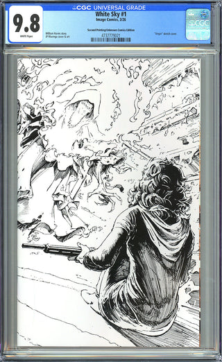 White Sky #1 - 2nd Printing Unknown Comics Exclusive B&W Jean Paul Mavinga Virgin Variant - CGC 9.8!